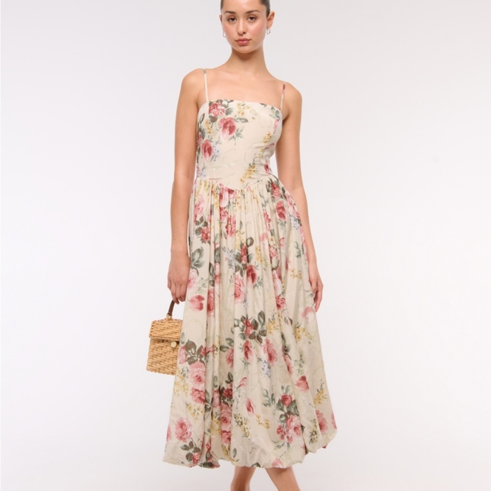 Abercrombie Dipped Waist Bubble Hem Midi Dress